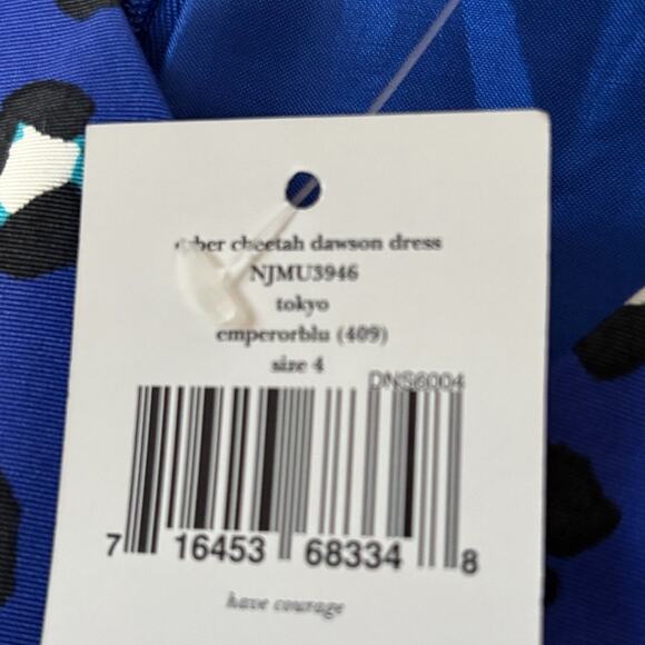 NWT Kate Spade Blue Modern Cheetah Print Fit & Flare Dress - Size 4 Knee-Length - Picture 6 of 12